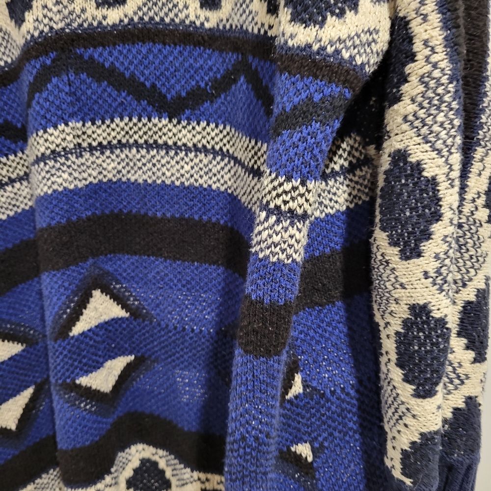 Lucky Brand Blue Cream Tribal Open Sweater Size Medium - Picture 12 of 12